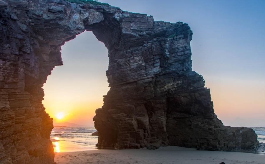 Praia das Catedrais or Cathedral beach on the atlantic coast of Galicia, Spain