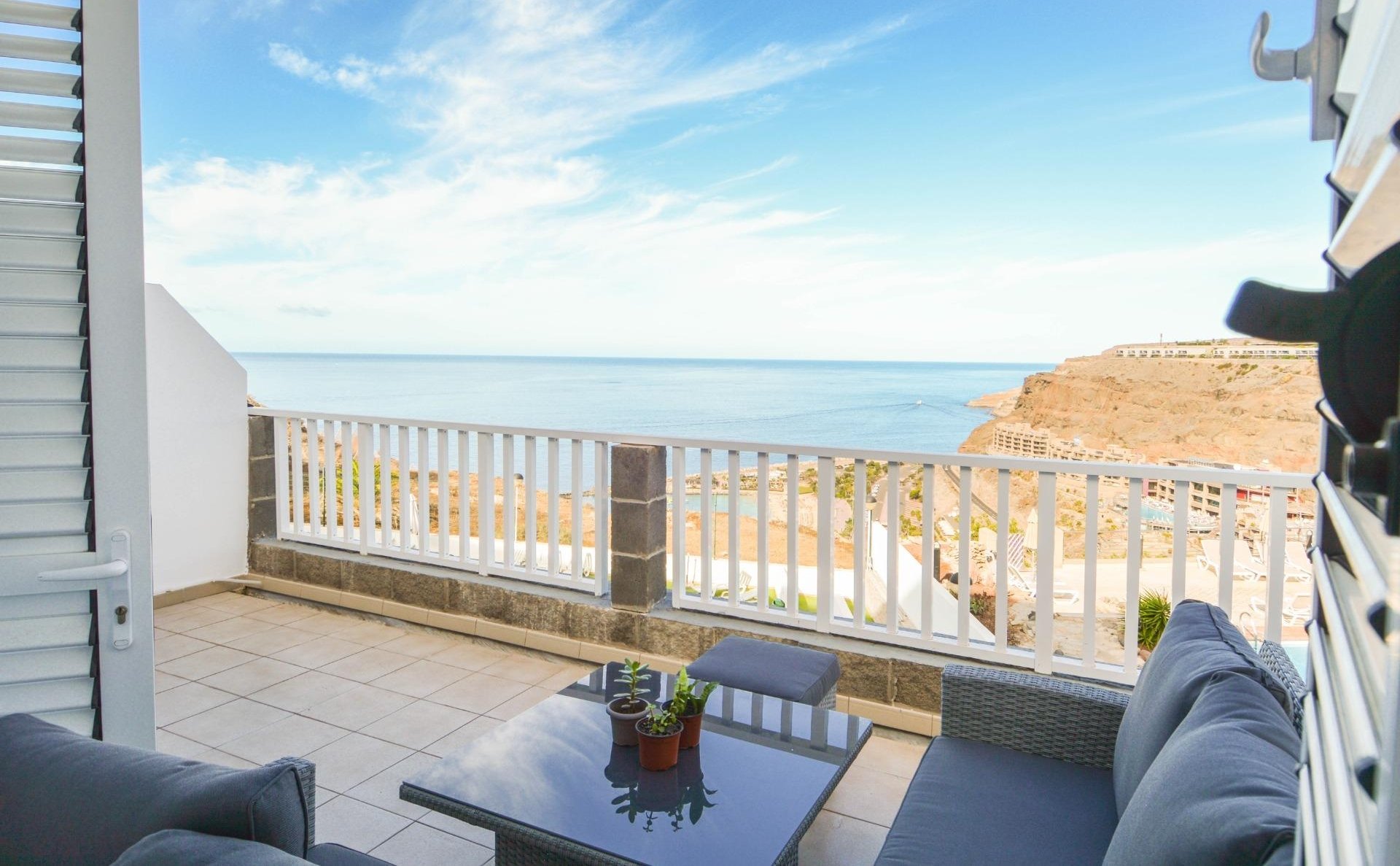 Sea view from a Spanish terrace. 