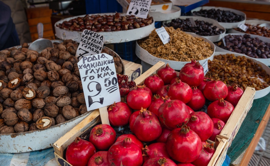 Buy a property in Thessaloniki and these pomegranates and spices may be sale at nearby stalls in the Kapani market.