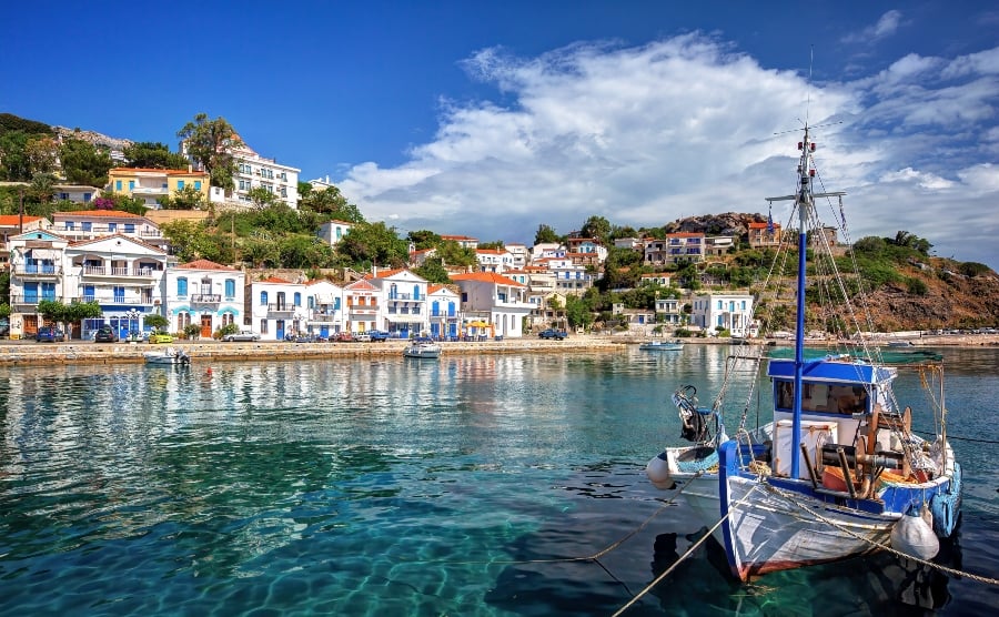 Evdilos village on Ikaria Island in Greece