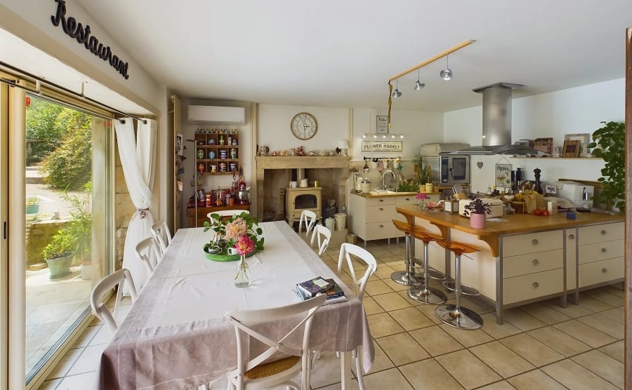 The kitchen inside a French summer home