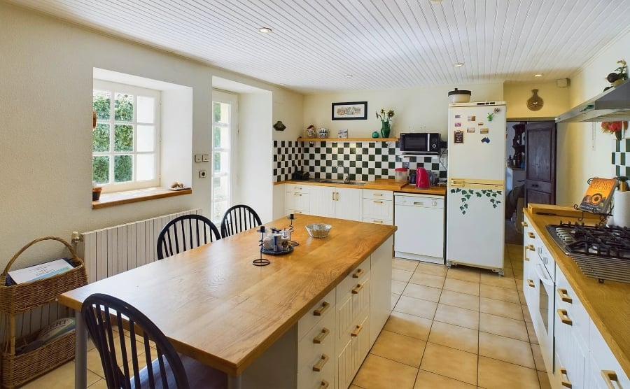 A large kitchen in a private country home