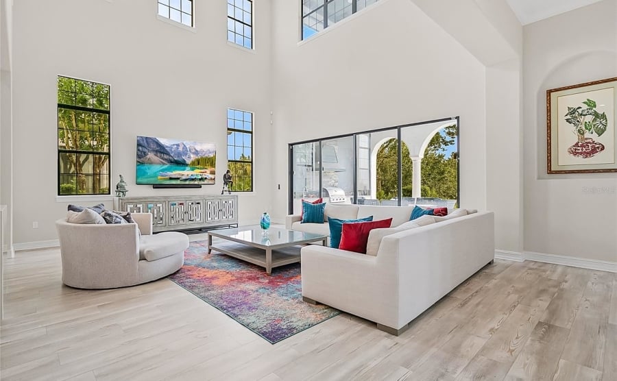 The living room of a home in Reunion, Florida