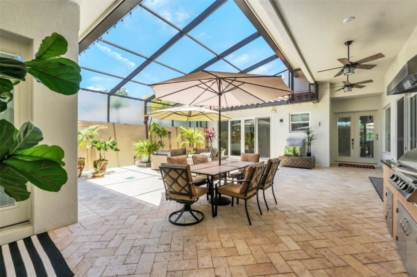 A sheltered patio in a Davenport home