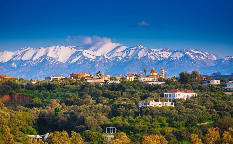 Mountains overlooking a village in Crete