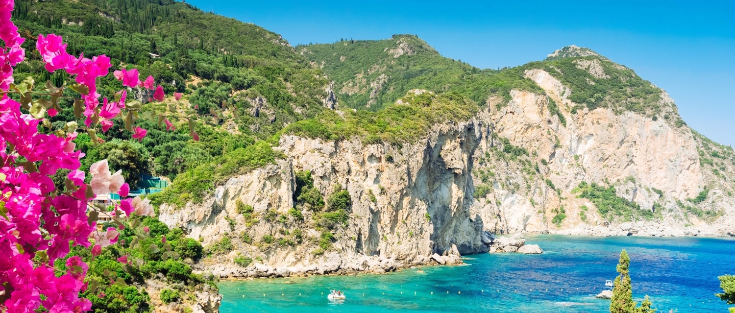 Paleokastritsa beach on Corfu, Greece