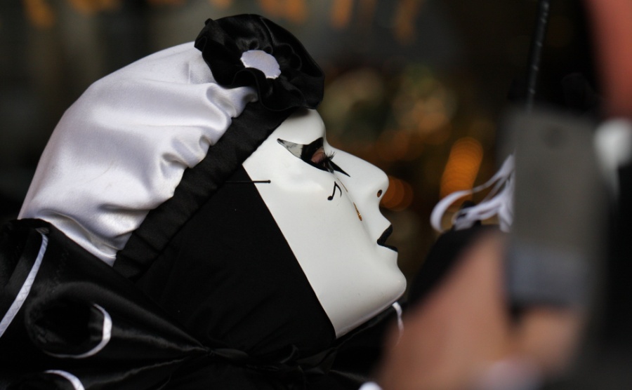 A pierrot performer at the Limoux carnival