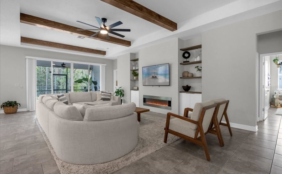 Spacious living room in Florida home