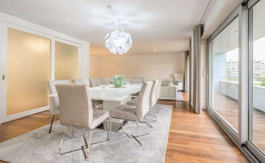 Floor to ceiling windows in luxury Portugal apartment