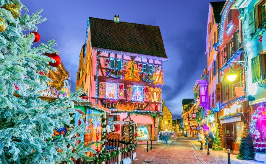 A Christmas market in Alsace. France