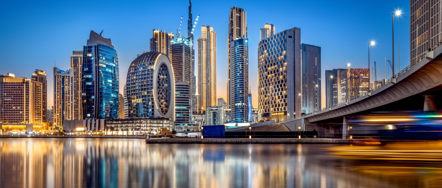 Dubai's skyline at night