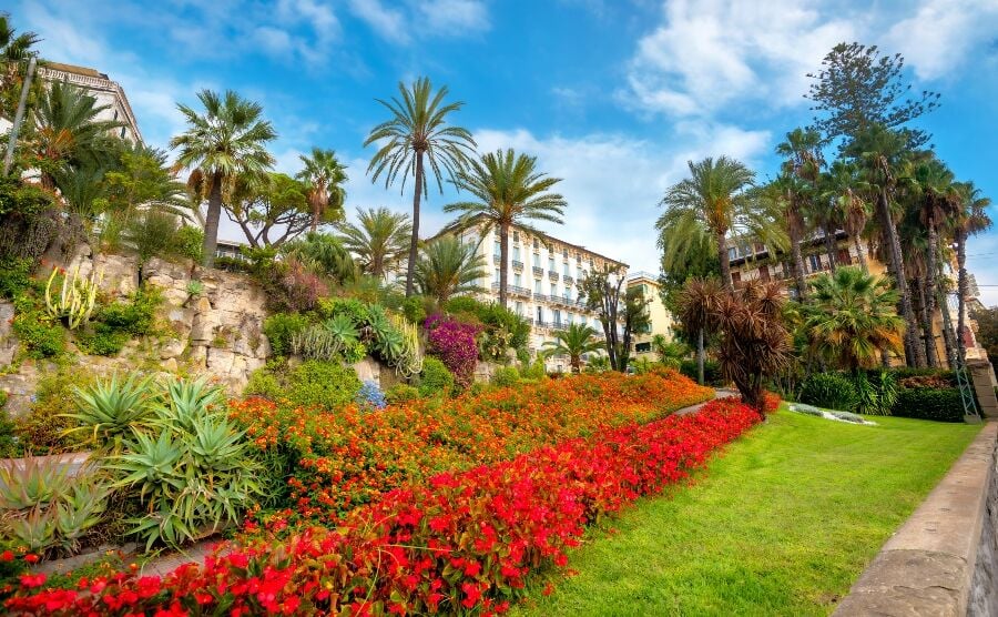 Flower-lined street in San Remo