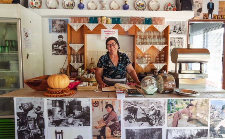 An old woman minding a shop in Paphos