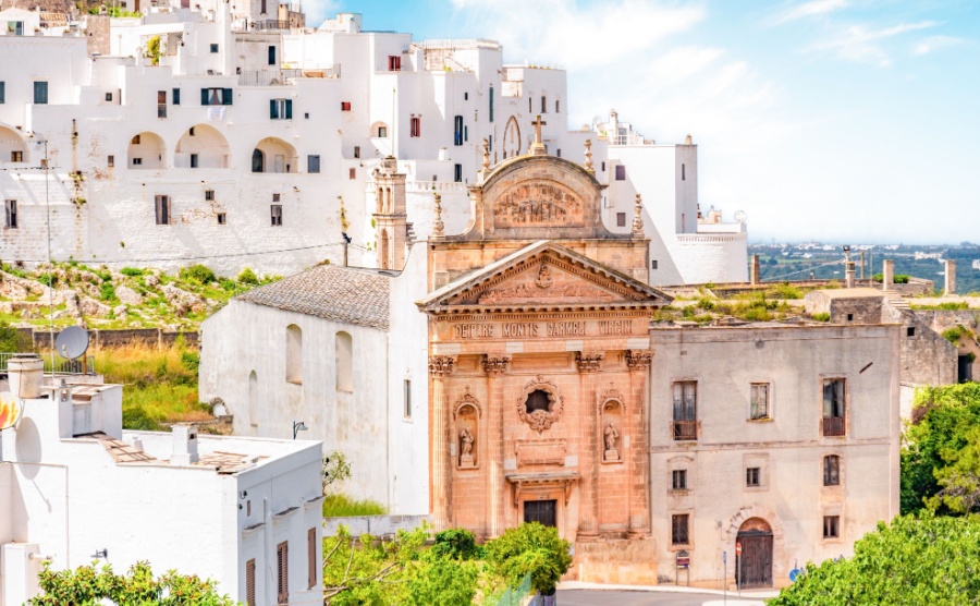 Ostuni white town skyline, Brindisi, Apulia Italy. Europe.