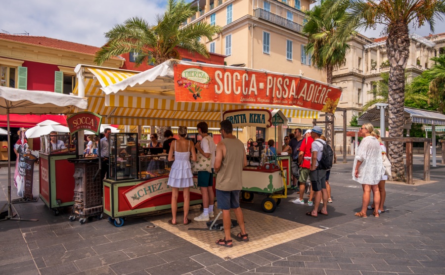 Socca vendor in Old Town of Nice.