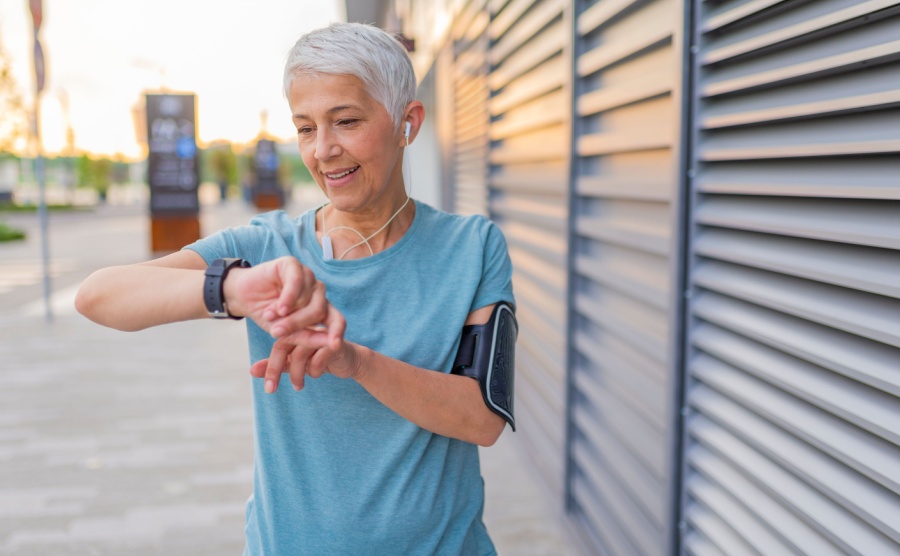 An elderly woman on a run in Paphos