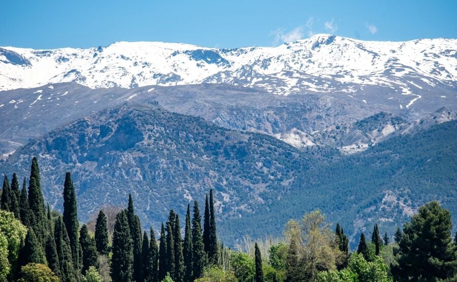 Snow-capped Sierra Nevada Mountains