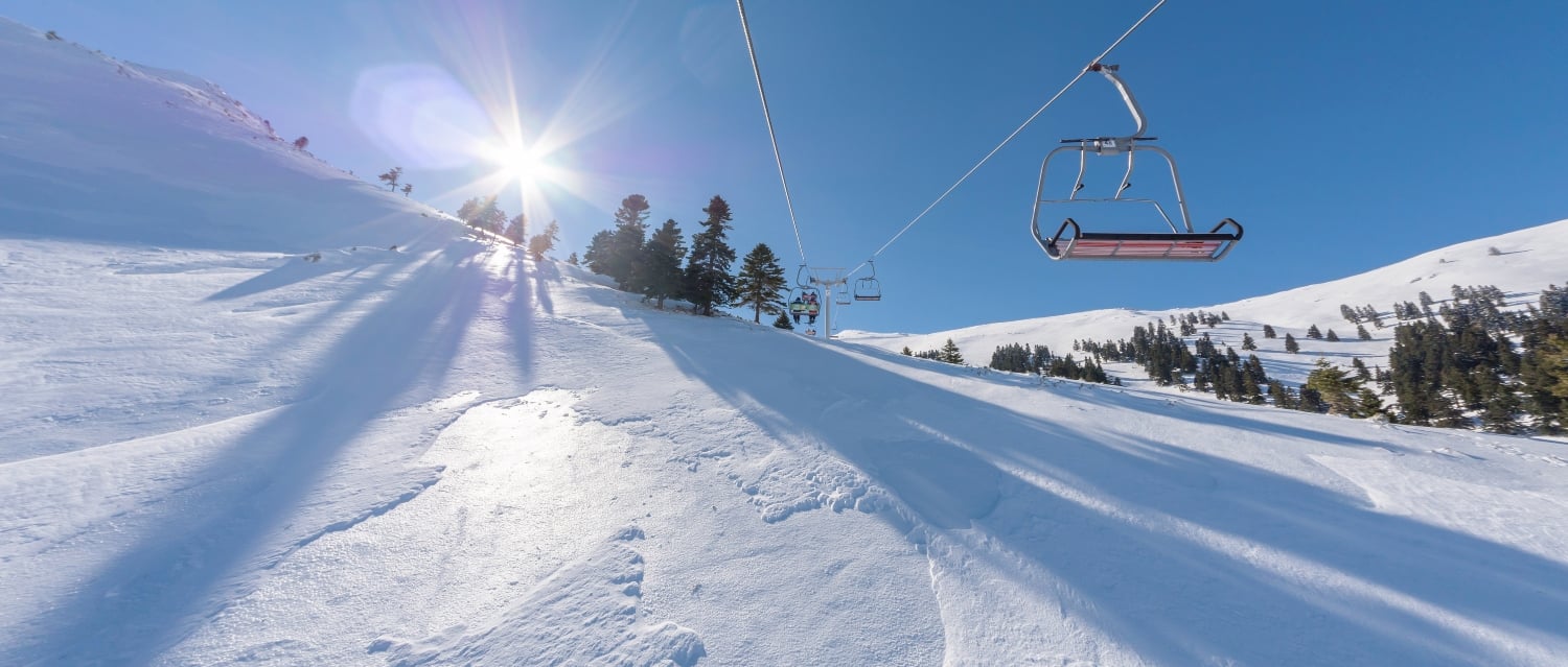 Ski lift in Kalavrita ski resort in Greece