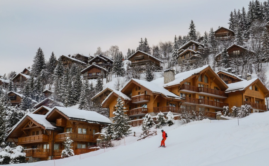 A look up at the mountain homes of Courchevelle