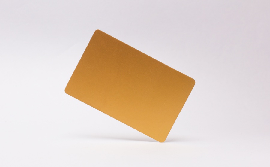 A golden card levitating