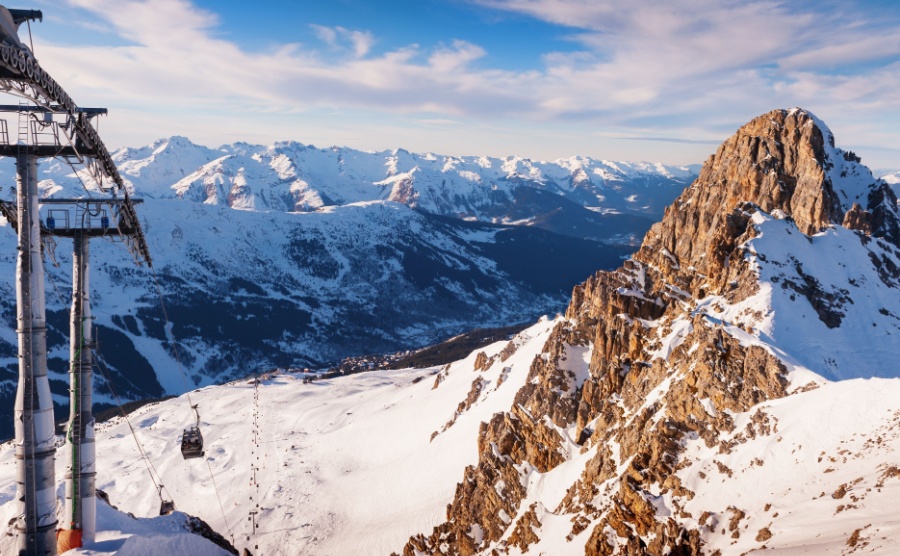 The snow-covered peaks around Meribel