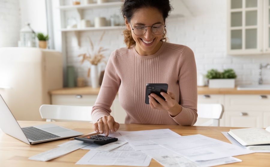 A woman doing taxes