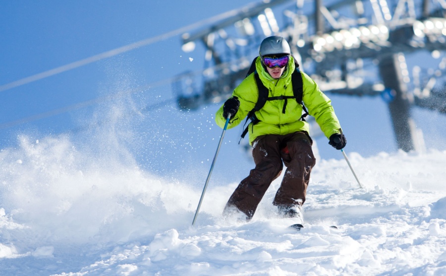 Someone skiing down a mountain in La Plagne